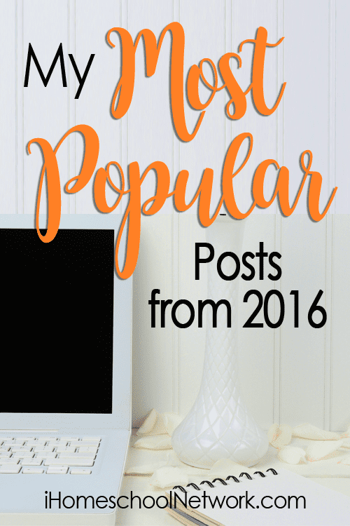 Homeschool Hideout's list of top posts of 2016
