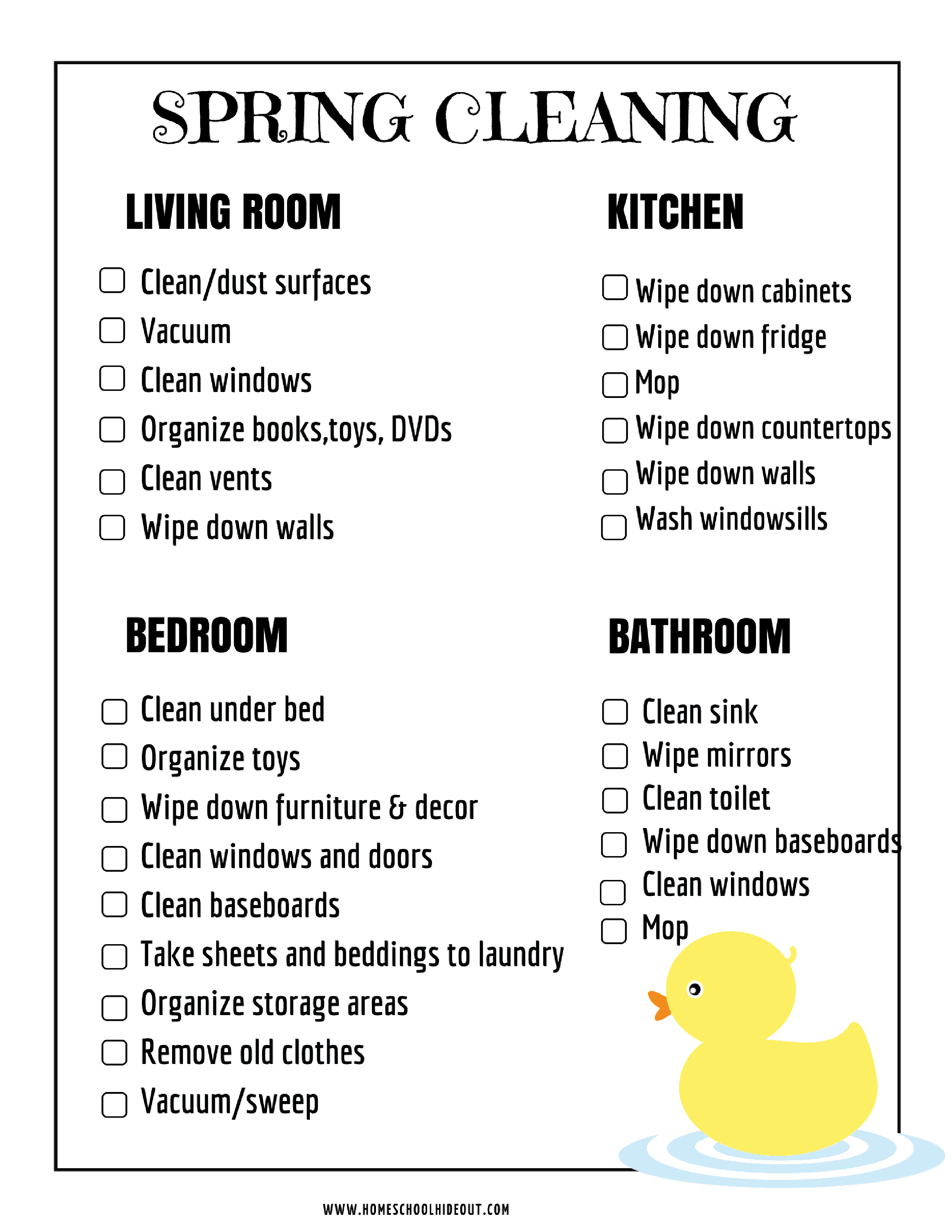 spring cleaning house checklist