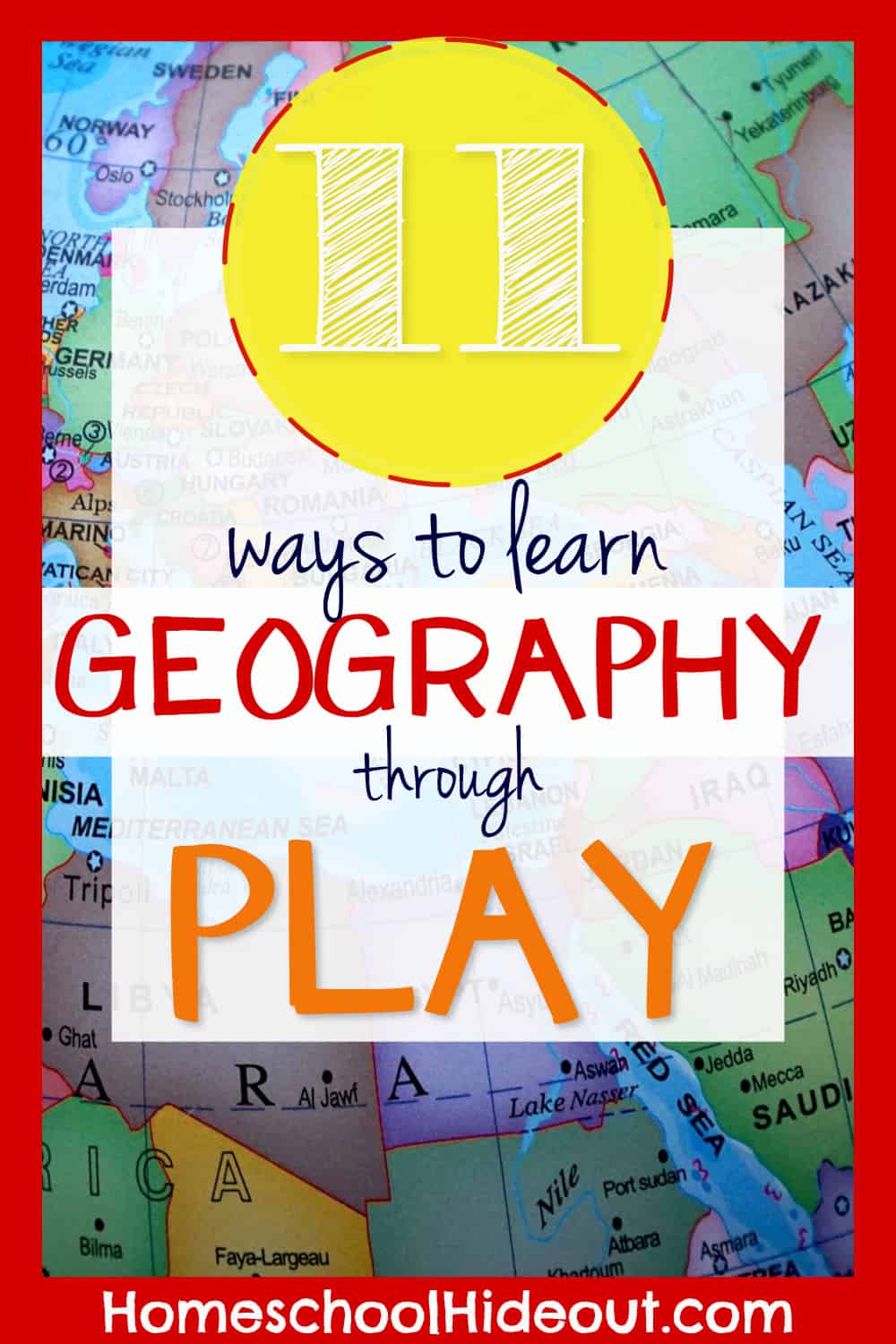 Learn geography through play and kids will really soak up the information! This list of 11 ideas is simple yet effective.