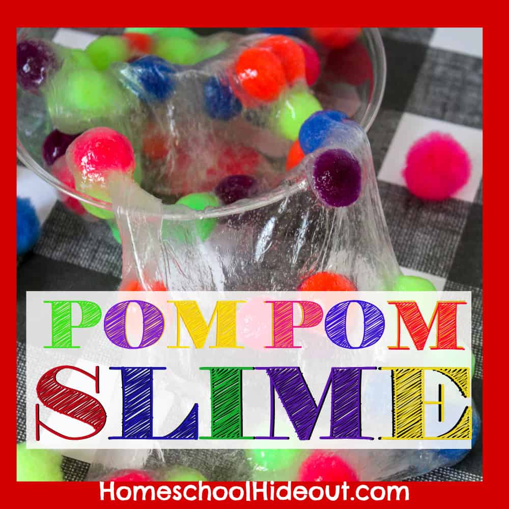This Pom Pom Slime recipe was so quick and easy, even I enjoyed it! Best of all, it was mess-free! #slime #pompomslime #kidprenuer #slimebusiness #kidactivities #indoorfun #slimetime