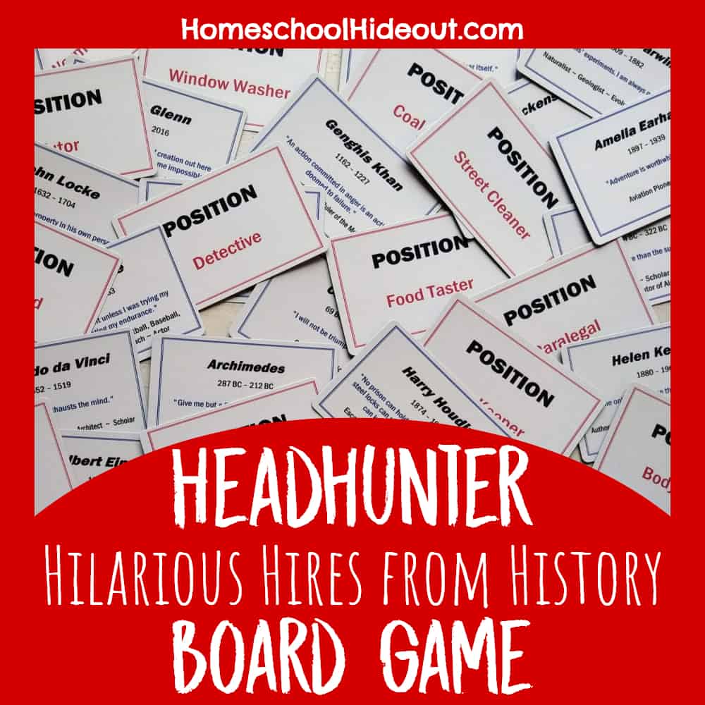 Headhunter board game is the perfect addition to your game closet! It's as educational as it is hilarious and you'll fall in love with historical figures like never before.