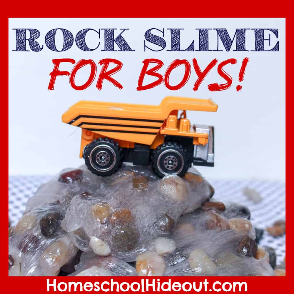 Add some rocks and this is one slime for boys that won't disappoint. Have a blast hauling the slime around in your trucks, stretching it to extremes and simply molding it into different shapes. #slime #boys #slimeforboys #noglitter #roughandtough
