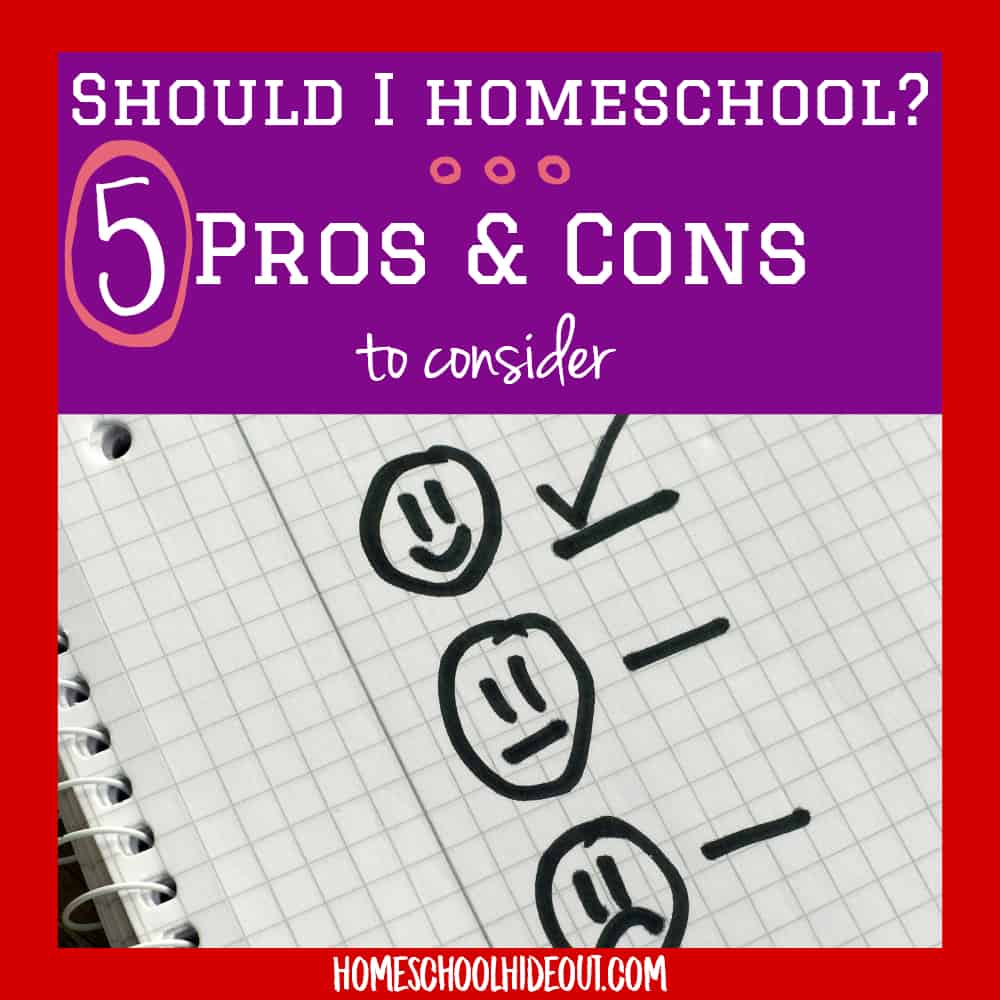 Homeschooling is a huge decision that you shouldn't take lightly. Check out the 5 biggest pros and cons of homeschooling! #homeschool #homeschooling #prosandcons #shouldihomeschool