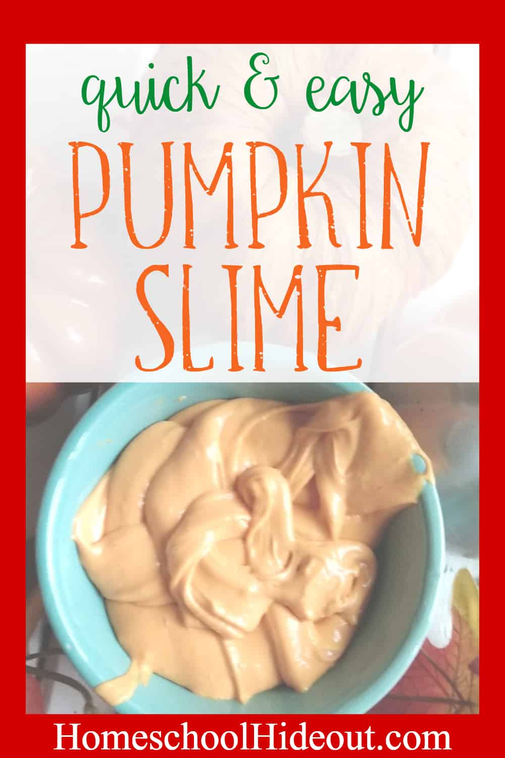 Looking for a fun activity that packs a lot of punch? Your kiddos will squeal in delight with this super simple pumpkin slime! #slime #handsonlearning #fall #pumpkinspice #diyslimerecipe #preschool #activities #handson #kids