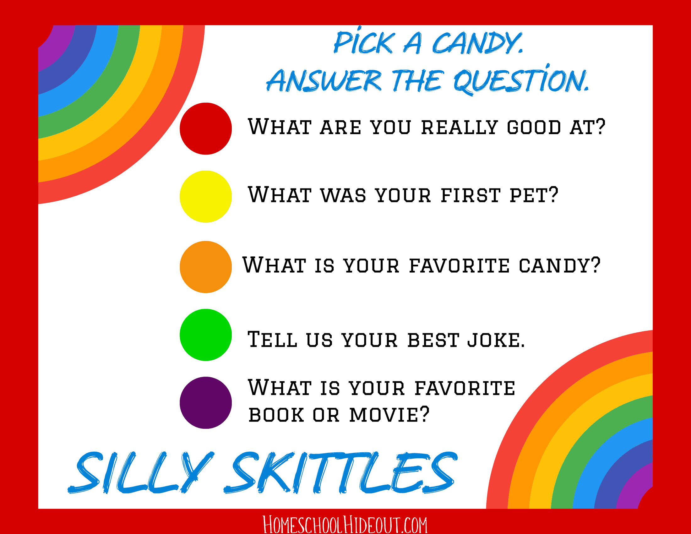 Skittles Get To Know You Game Free Printable