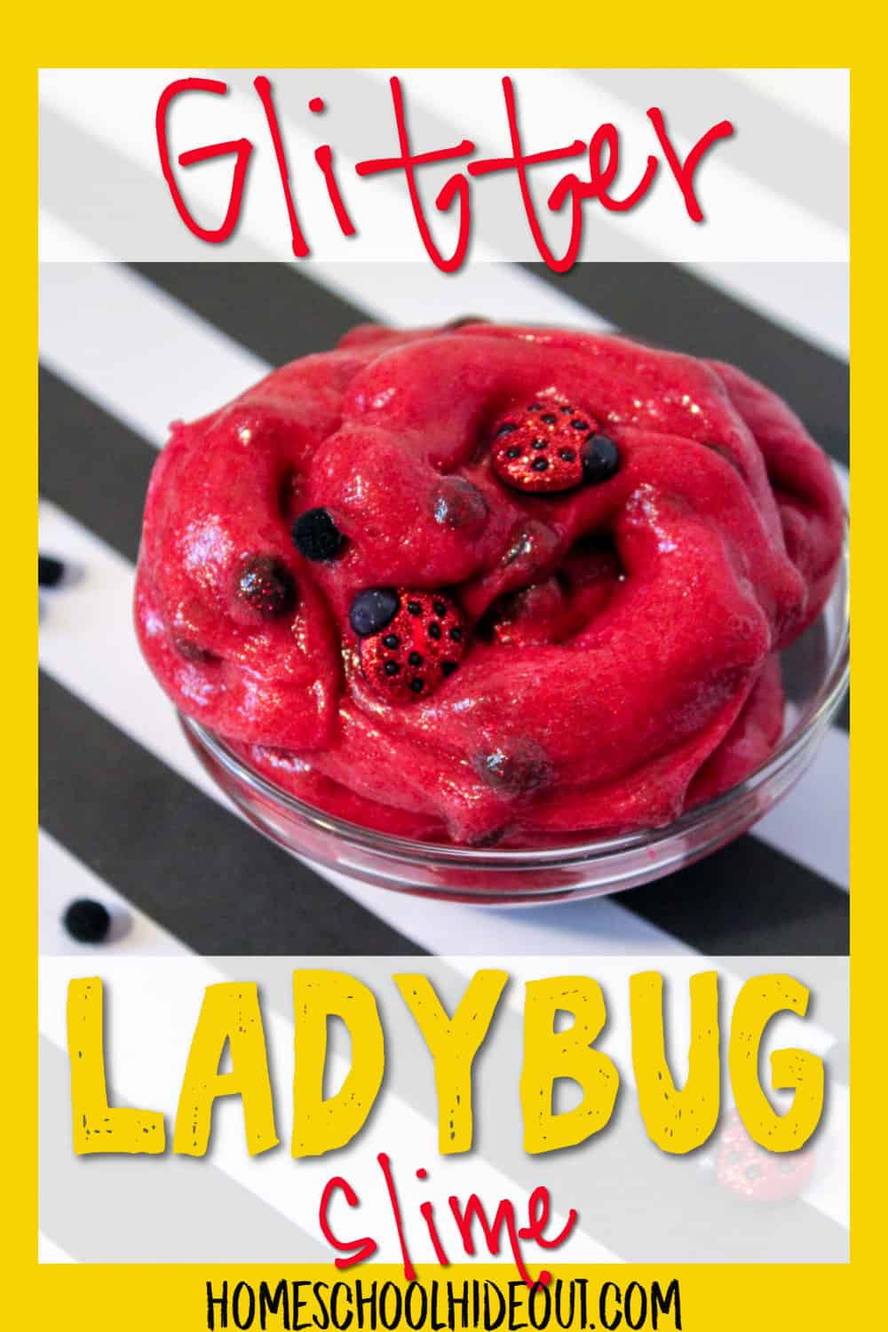 Keep little hands busy with this super simple DIY ladybug slime! The textures and color make it just perfect for fine motor skills. #slime #finemotorskills #homeschooling #ladybugs #slimeshop #homeschooling