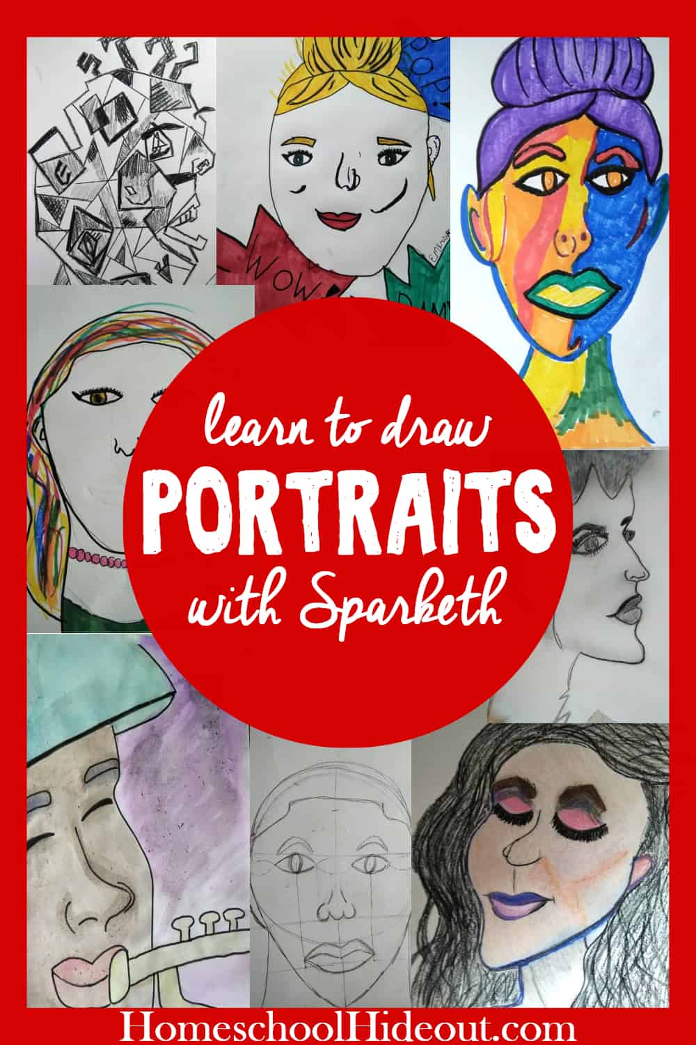 Want to learn to draw portraits like a pro? The quick and easy #artlessons are perfect for budding artist, young and old! #artists #portraits #drawing #watercolor #homeschool #homeschooling #homeschoolart