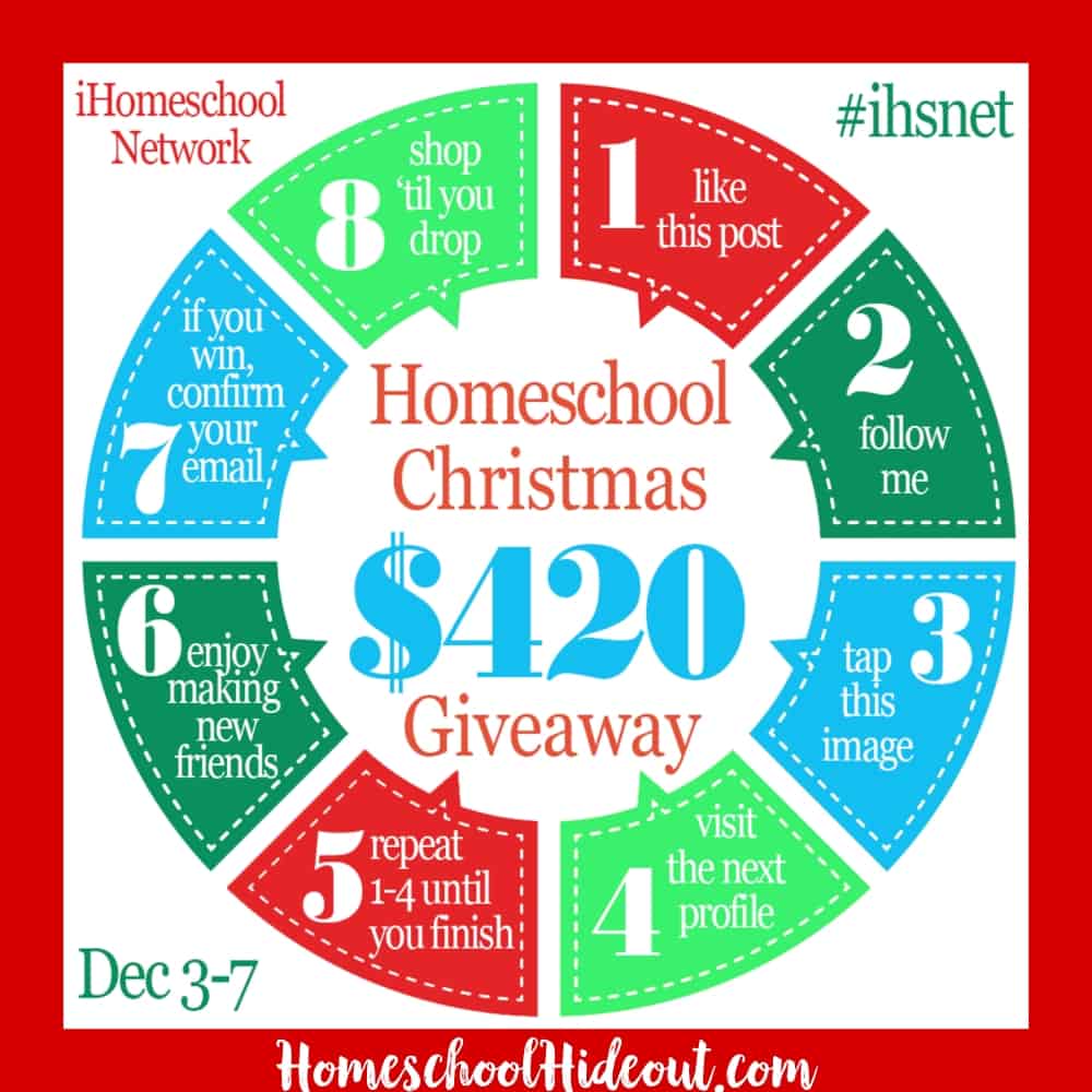 Enter to win a $420 cash giveaway from your favorite homeschool bloggers! Head to Instagram to enter! #cashgiveaway #giveaway #christmas #ihn