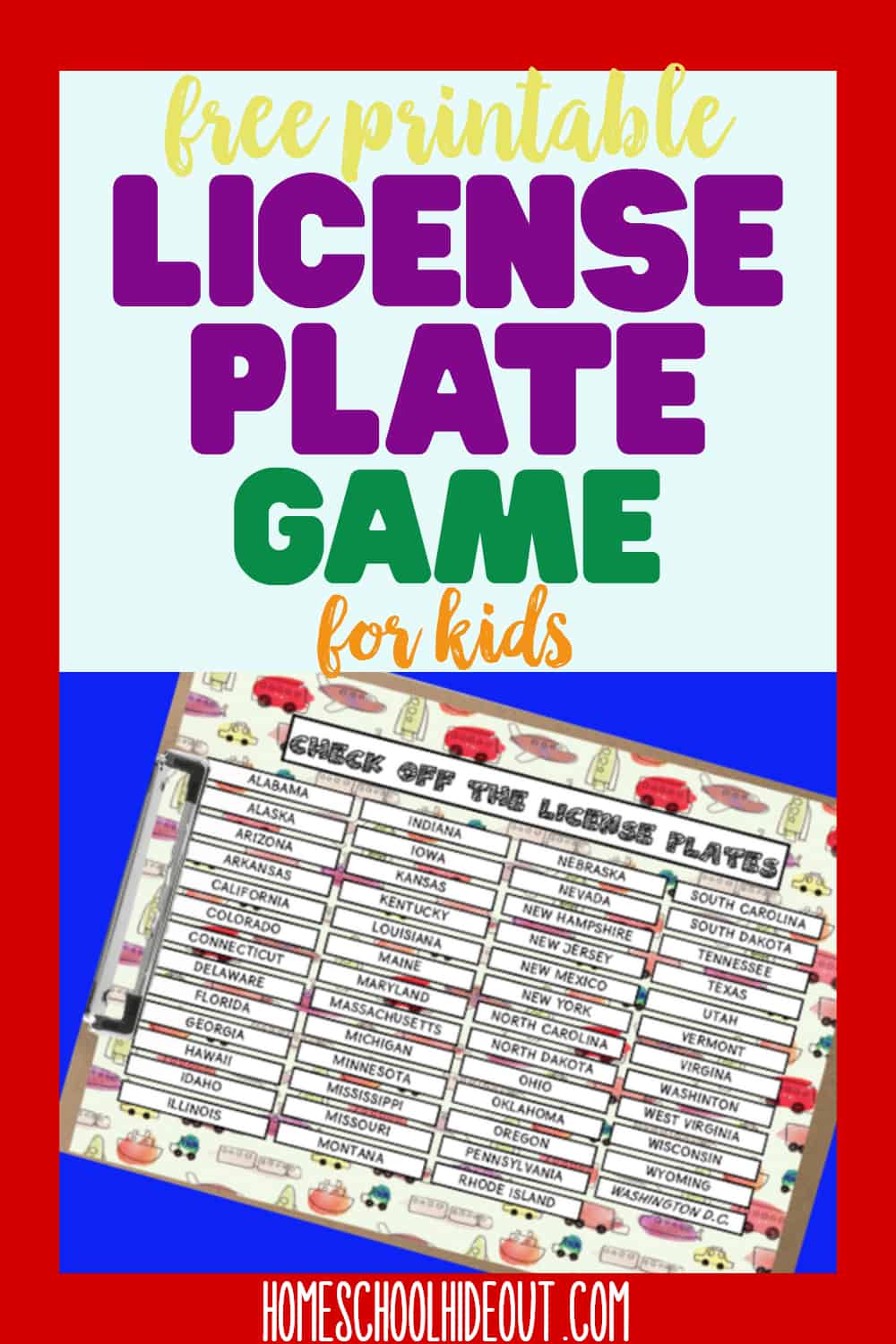 Make your road trip even more fun with this quick and easy license plate game! #freeprintables #roadtrip #kidsinthecar