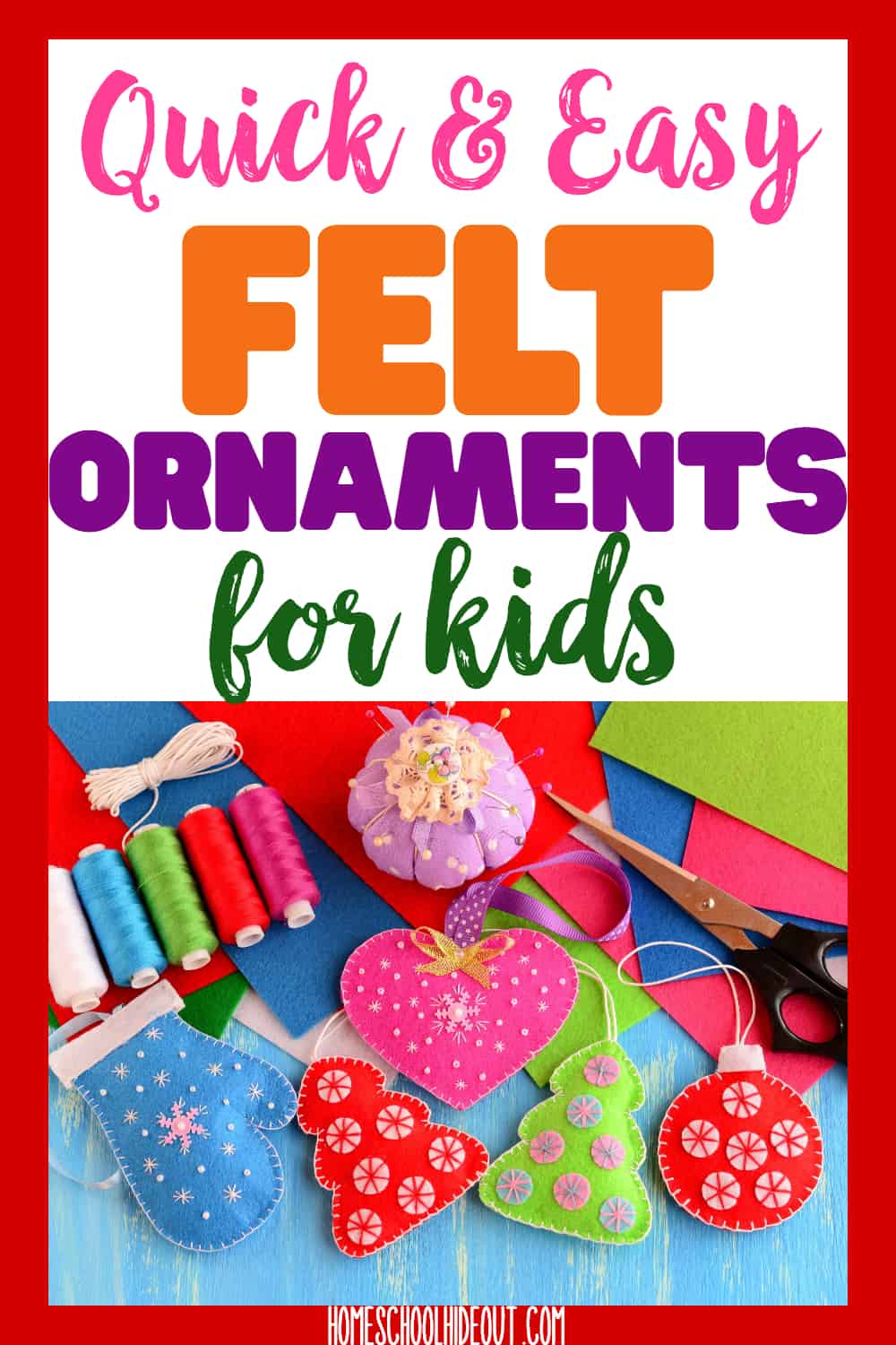 These easy felt ornaments for kids are perfect! Our tree looks gorgeous and we made so many memories! #handmadechristmas #handmade #christmas #tree #ornaments