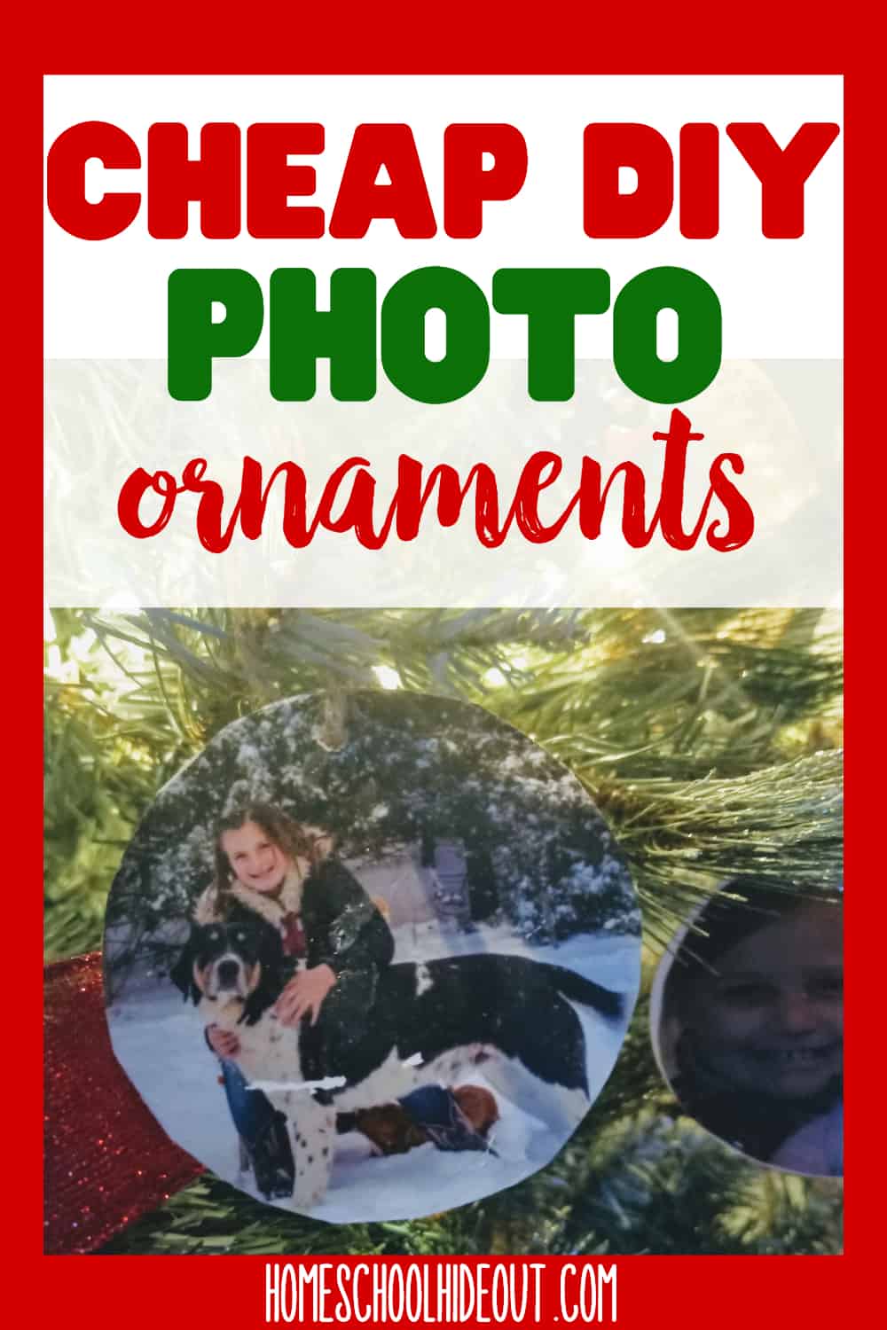 These cheap DIY photo ornaments are perfect for our growing family! So cute and easy! #handmade #Christmas #ornaments #photogifts #personalized #gift