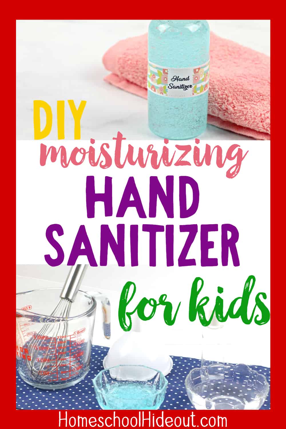 If you're sick of dry, cracked hands but want to stay safe, this DIY moisturizing hand sanitizer is exactly what you need! Perfect for kids, too! #handsanitizer #Covid-19 #washyourhands #DIY #DIYbeauty