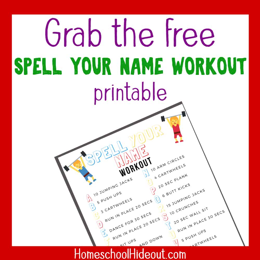 Spell Your Name Workout - What's Your Name? Fitness Activity Printable for  Kids