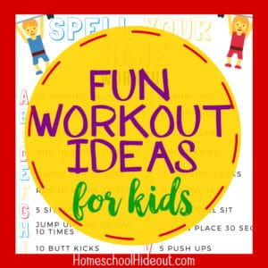 These easy workout ideas for kids to do indoors has made exercising so much fun! The free printable is EXACTLY what we needed for homeschool PE class!