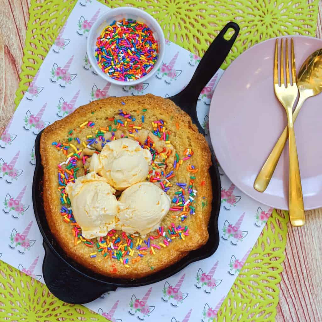 How to Make the Easiest Confetti Skillet Cookie ⋆ Growing Up Cali