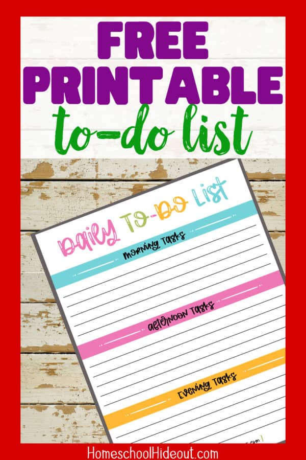 Printable Daily To-Do List - Homeschool Hideout