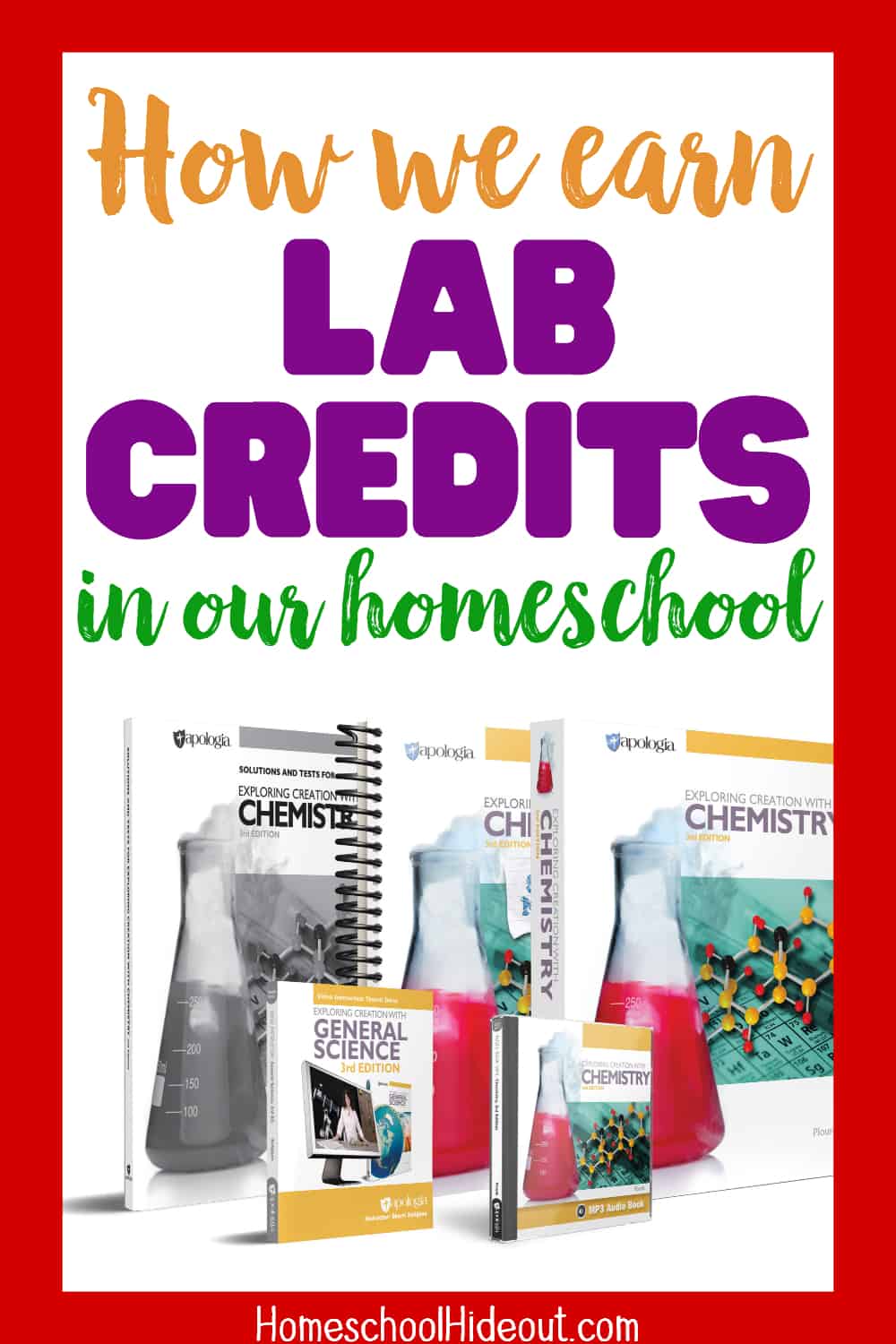 Apologia Chemistry is just what we needed in our high school homeschool. It provides a lab credit, comes with videos, textbooks, student notebook and more! It's perfect for self-motivated learners.