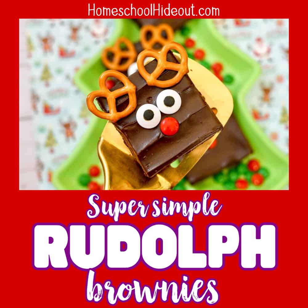 The simple Rudolph brownies easy DIY Christmas treats! Store-bought brownies make it a breeze and CHEAP, too! My kids will love making these cuties!