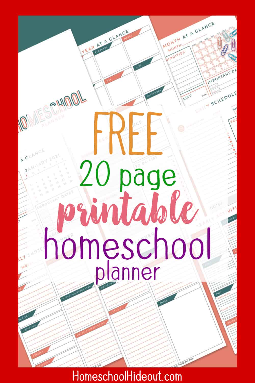 This free printable homeschool planner has all the pages I've been looking for! Gonna print one for each of the kids...and ME!!!