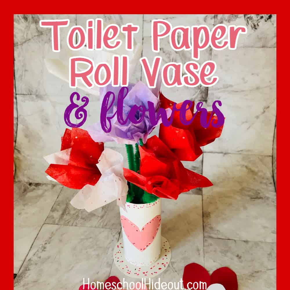These Toilet Paper Roll Flowers & Vase are just what we need for Valentine's Day! We have all the supplies, the kids can make them and they're CUTE!
