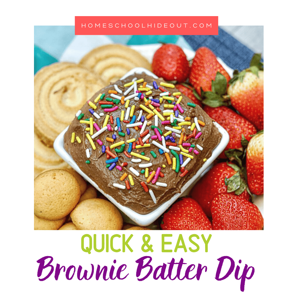 This brownie batter dip dessert is perfect for gatherings or just family game night. Emmy LOVES it!!!