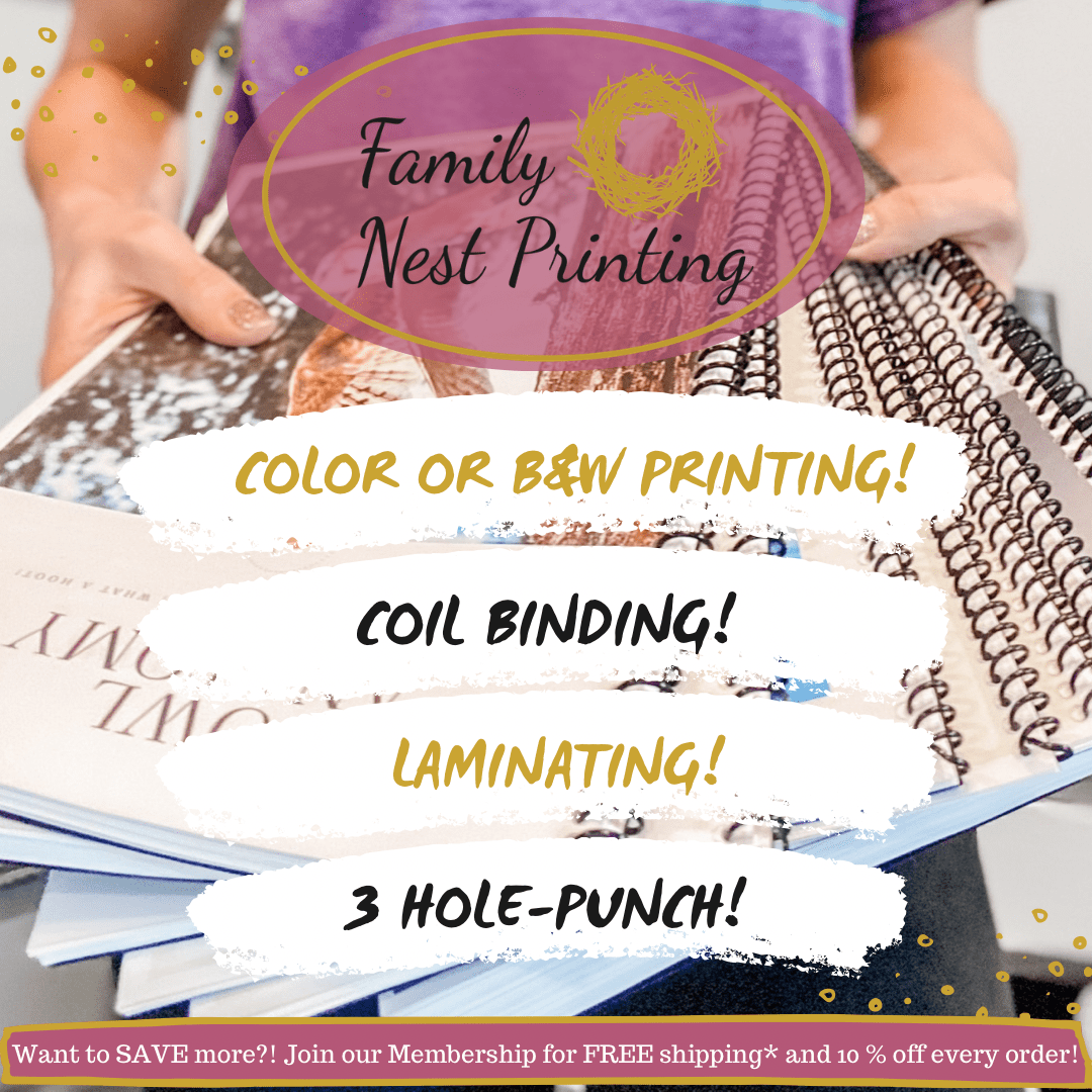 Family Nest Printing offers THE most affordable printing options for homeschoolers! We saved a bundle by using them this year!