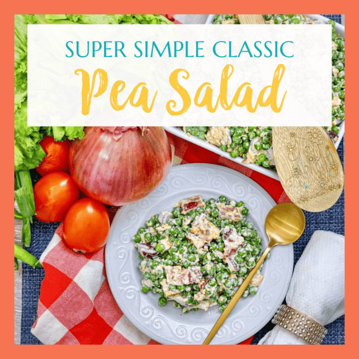 This easy classic pea salad is DA BOMB! I love that it's so easy to throw together and tastes so dang good!