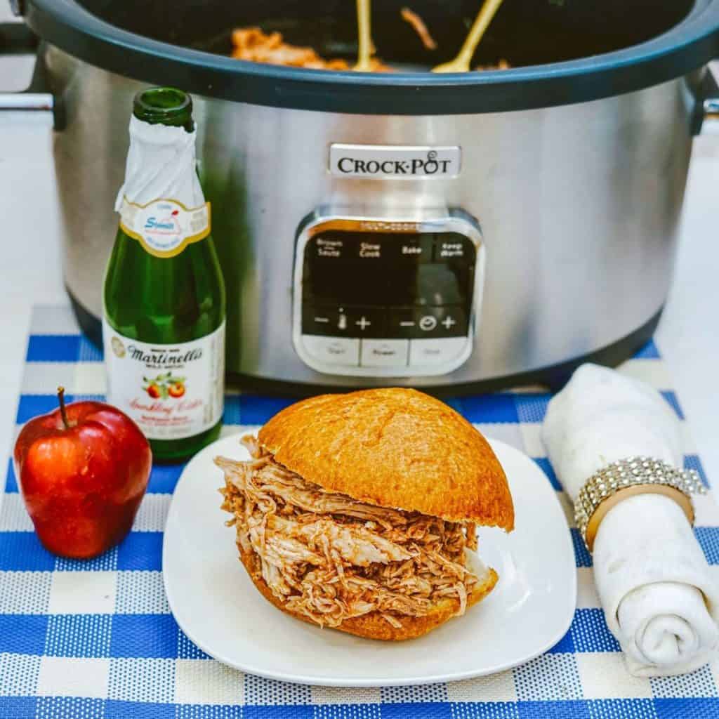This crock pot cider pulled pork makes the best sandwiches ever!